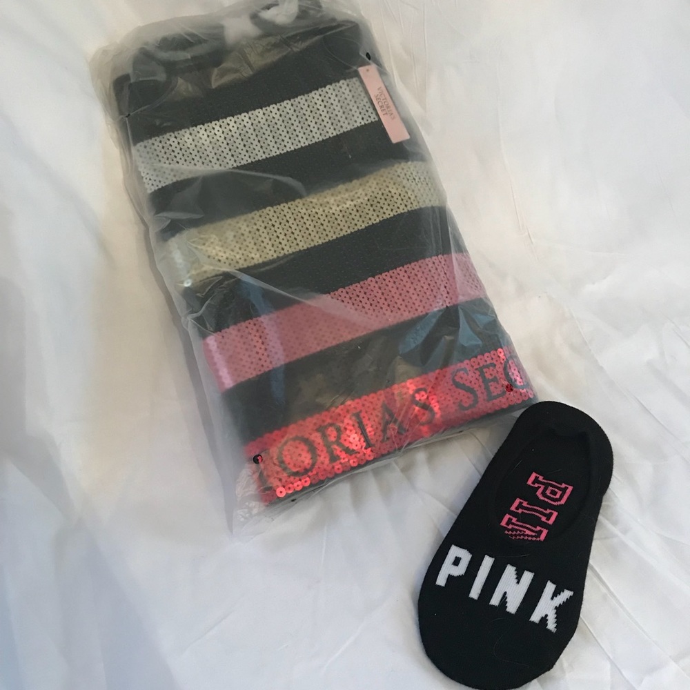 Victoria Secret Sequined Tote and PINK Ankle Socks